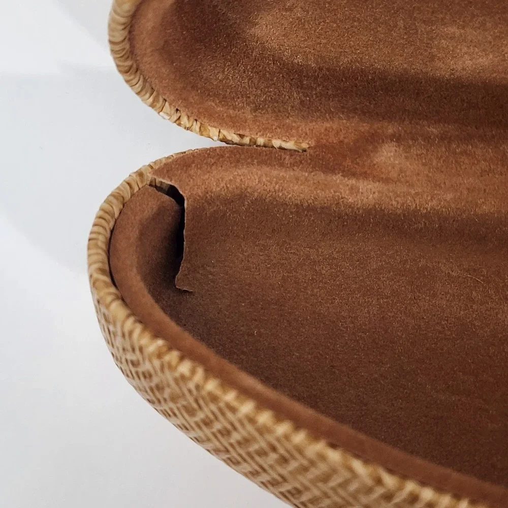 Maui Jim Sunglass EYEGLASS CASE Only Faux Bamboo Basket Weave Hard Clamshell
